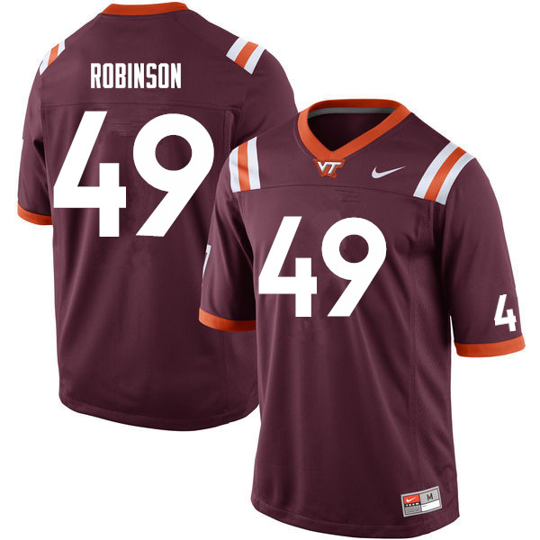 Men #49 Ed Robinson Virginia Tech Hokies College Football Jerseys Sale-Maroon